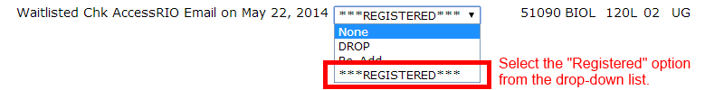 Image showing to select the "Registered" option from the drop-down list