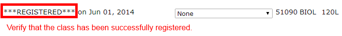 Image showing to verify the class has been registered.