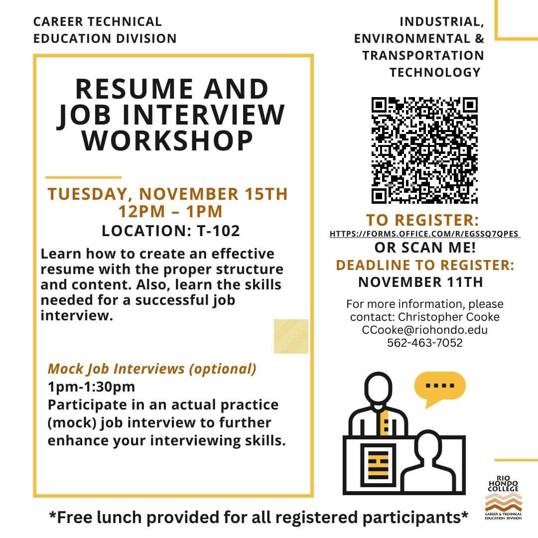 Resume and Job Interview Workshop Flyer
