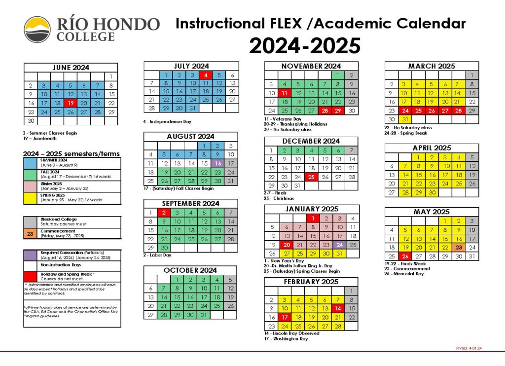 academic calendar 2024-25