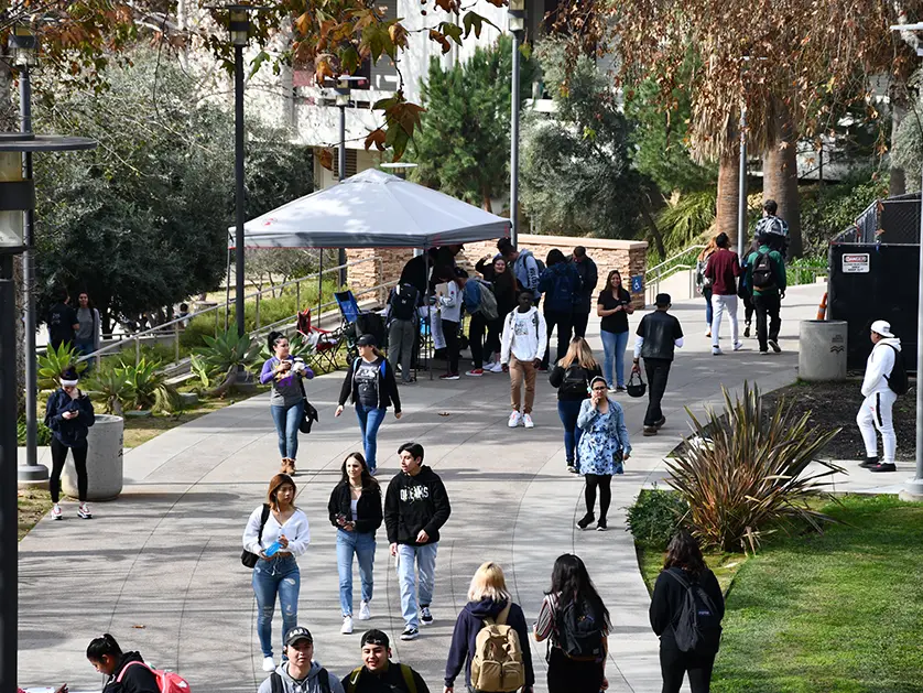 Students walking on campus