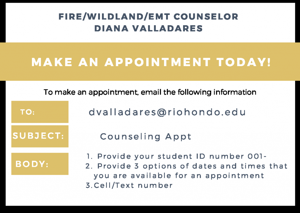 Appointment Card - Fire/Wildland/EMT Counselor Diana Valladares