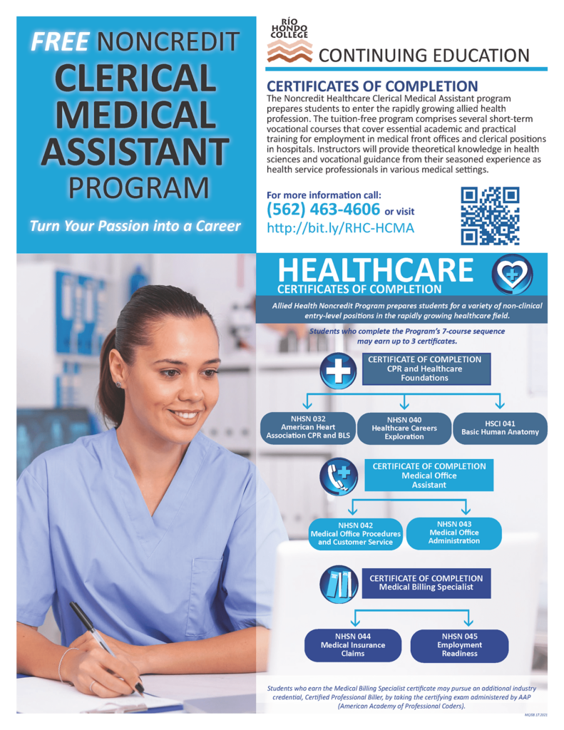Free noncredit clerical medical assistant program