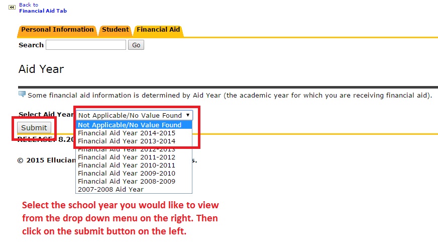 Displays the School Year Dropdown within AccessRio
