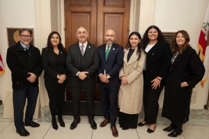 Board of Trustees, College Superintendent/President, Government & Community Relations Director and Representative Gil Cisneros in Washington, D.C.