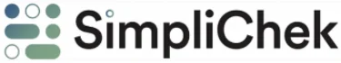 SimpliChek logo with abstract green and blue circular and rectangular shapes to the left of the brand name in bold black text.