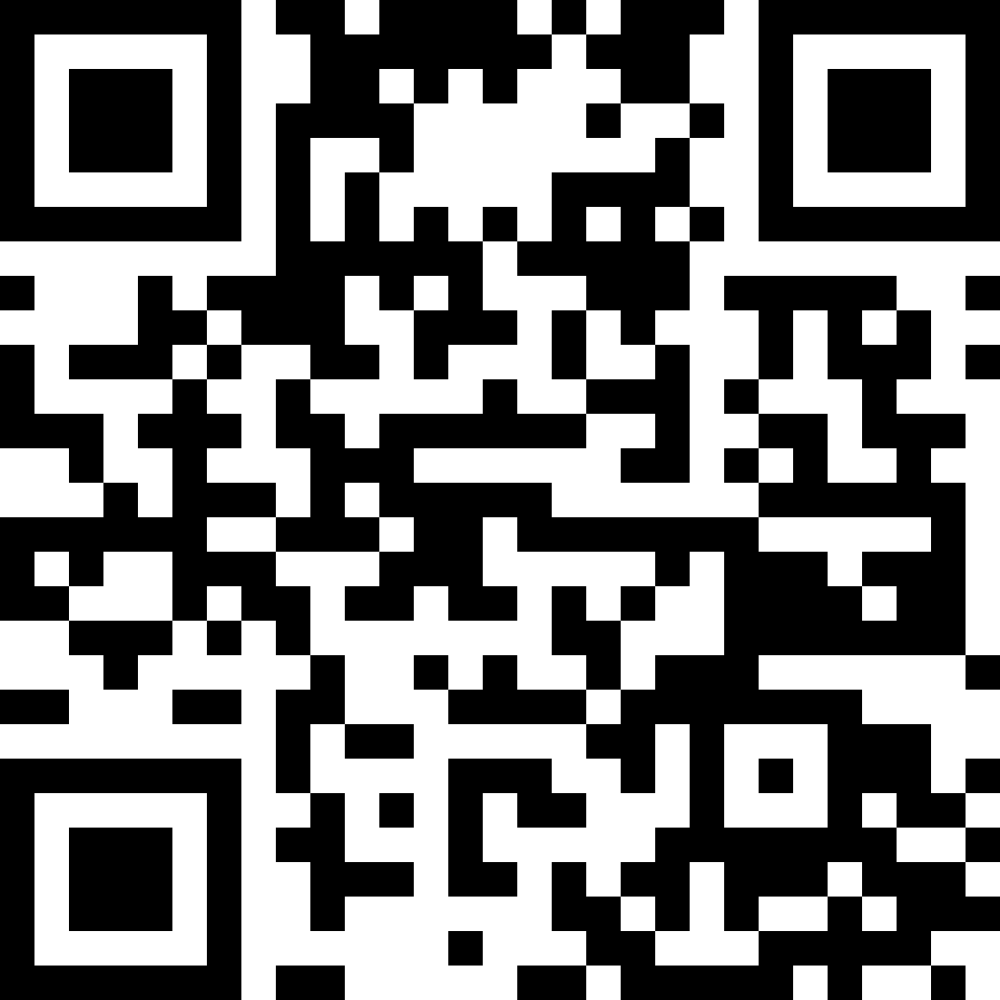 Black and white QR code displayed on a white background. The code consists of square and rectangular patterns arranged in a grid.