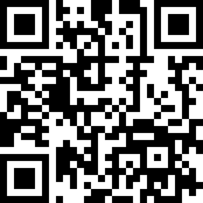 A black and white QR code consisting of square modules arranged in a grid on a white background.