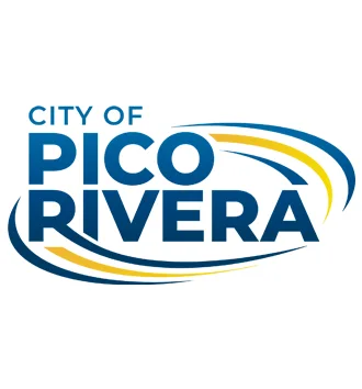 City of Pico Rivera logo featuring bold blue text and curved yellow and blue lines in the background, capturing the vibrant spirit of the community—offering a taste of rio right in Southern California.