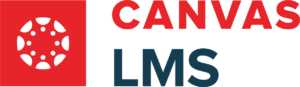 Canvas LMS logo with a red circular icon on the left and the words "CANVAS LMS" in bold red and dark blue text on the right.
