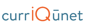 The image shows the word “curriQūnet” in a stylized font, with the letters “Qū” in orange and the rest of the letters in blue.